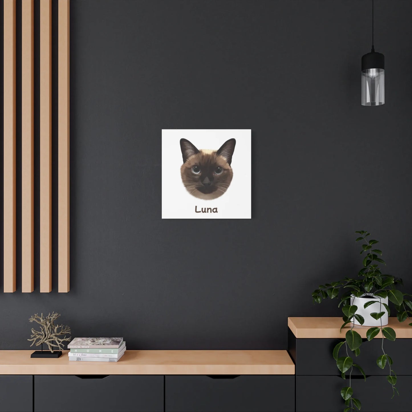 Personalized pet wall decor with Luna cat portrait-medium canvas, meaningful pet memory gift