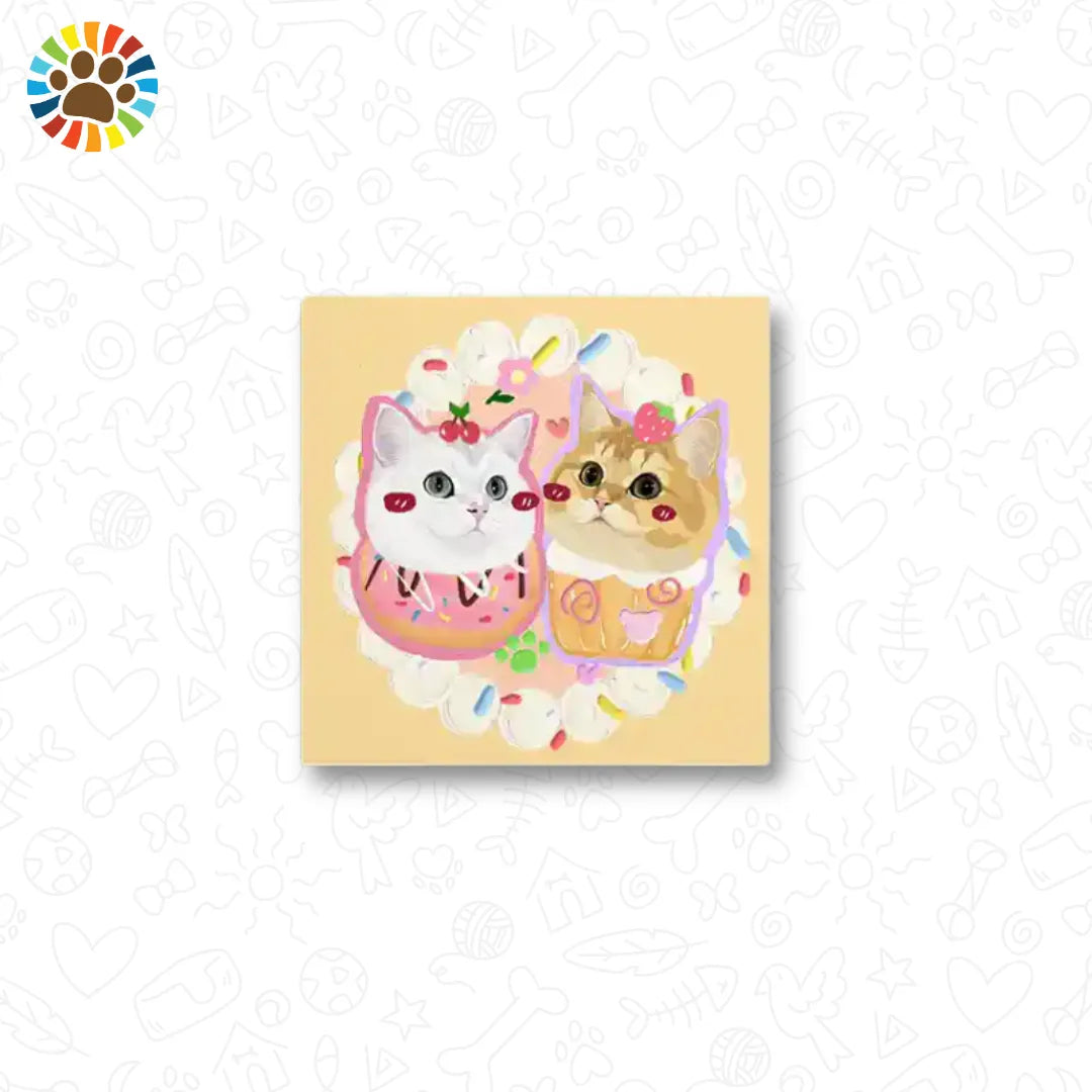 Cupcake-themed pet sticker featuring two cats-sweet personalized gift idea for cat owners