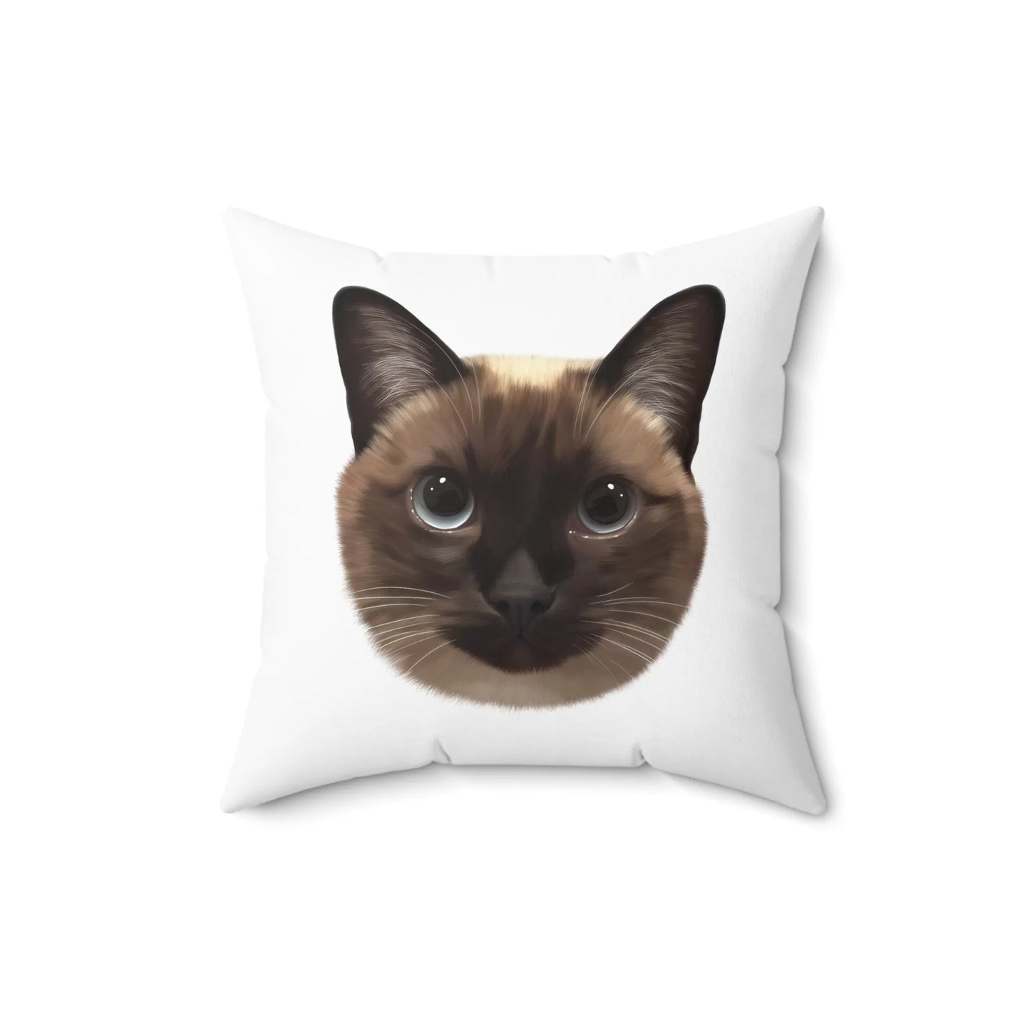 Personalized cat medium pillow with custom pet portrait on a clean white background by Pawmise.