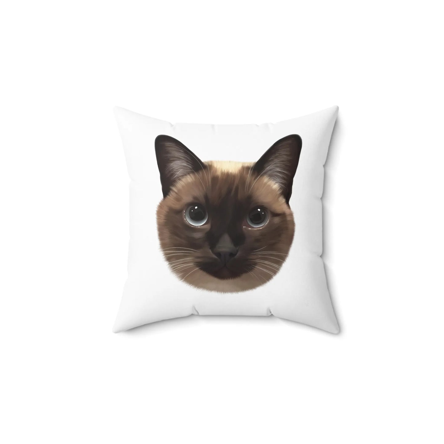 Personalized cat small pillow with custom pet portrait on a clean white background by Pawmise.