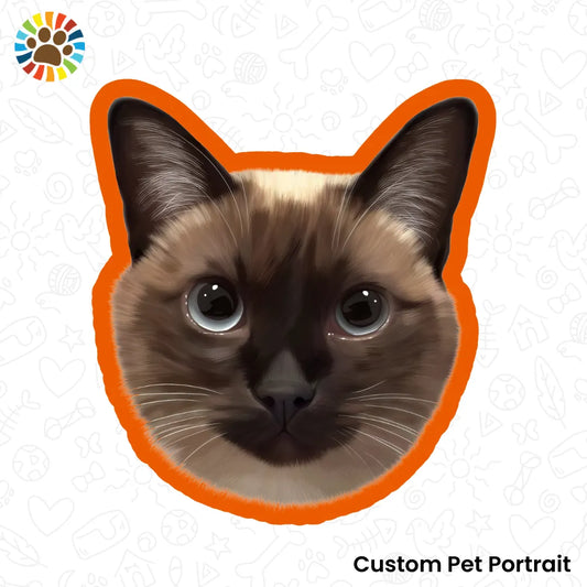 Personalized cat sticker of Luna with orange outline-fun and vibrant custom pet gift